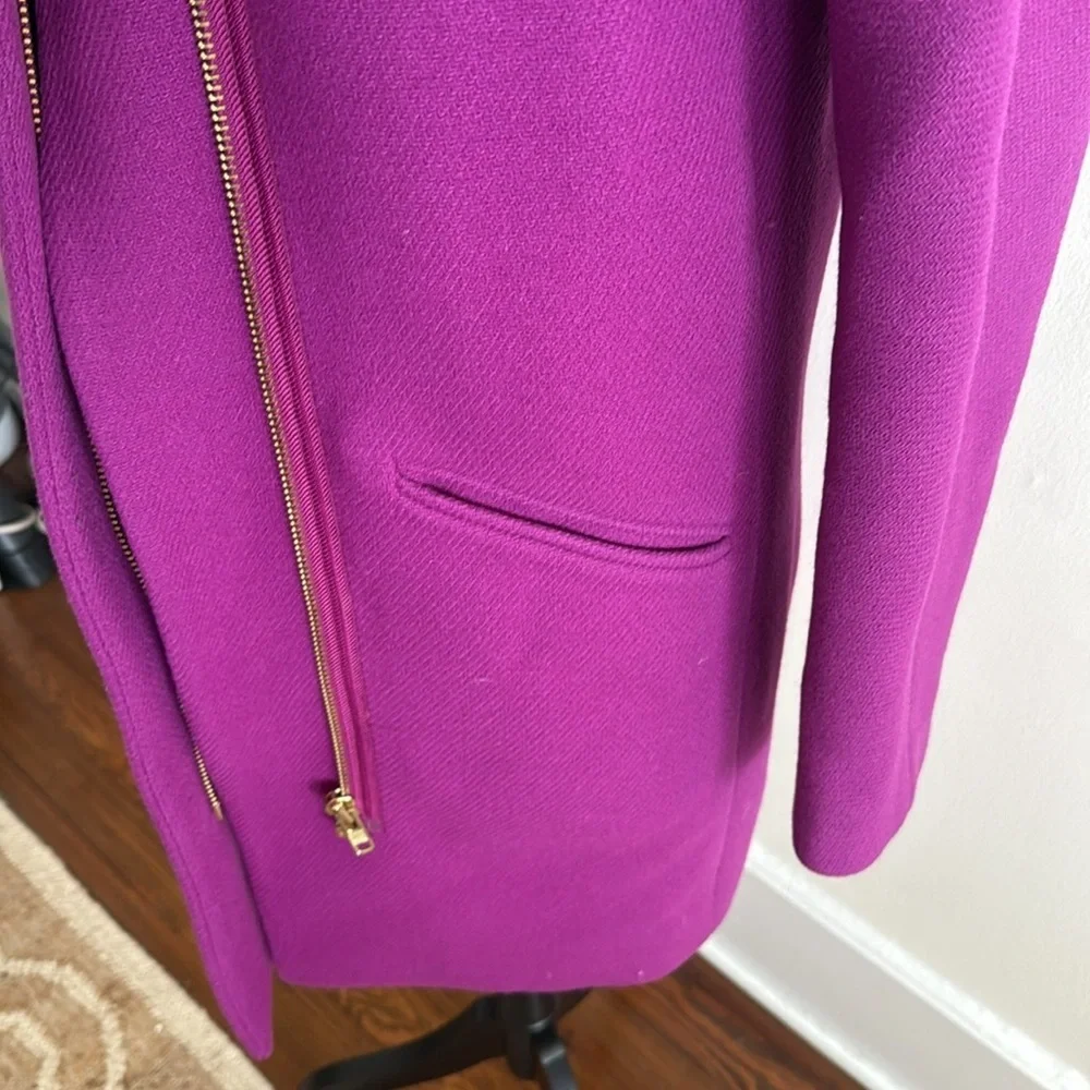 J Crew Cocoon Coat Wool Plum Purple Size 0 Stadium Cloth Nello Gori - Picture 5 of 9